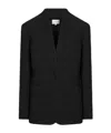 Loulou Studio Single-button Round-neck Pullover Jacket In Black
