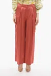 Loulou Studio Single Pleated Satin Wide Leg Pants In White