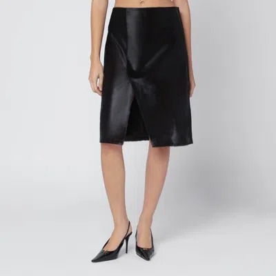 Loulou Studio Skirt In Pony-effect Leather In Black