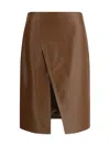 Loulou Studio Front Slit Wrap Midi Skirt In Brown