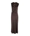 Loulou Studio Abito Roan In Seta Marrone  Donna In Black