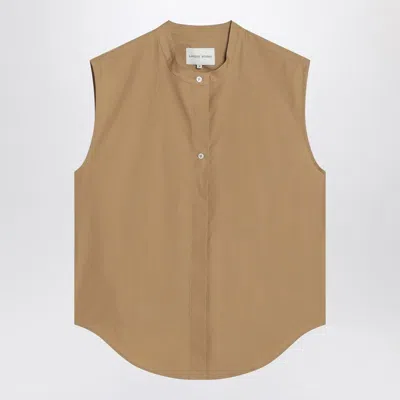 LOULOU STUDIO LOULOU STUDIO  SLEEVELESS SHIRT IN SAND COLOUR