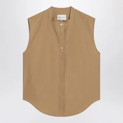 LOULOU STUDIO LOULOU STUDIO SLEEVELESS SHIRT IN SAND COLOUR