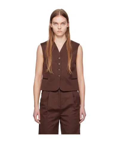 Loulou Studio Sleeveless Vest In Brown