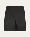 Loulou Studio Slit Leather Pencil Skirt In Black