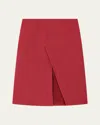 Loulou Studio Slit Leather Pencil Skirt In Tomato