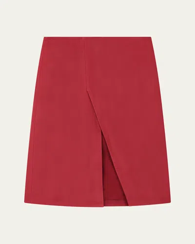 Loulou Studio Slit Leather Pencil Skirt In Tomato