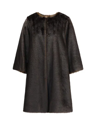 Loulou Studio Soft Faux Fur Coat In Black