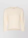 Loulou Studio Soft Knit Crewneck With Ribbed Cuffs And Hem In Neutral