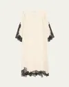 Loulou Studio Soto Lace Trim Silk-blend Dress In Neutral