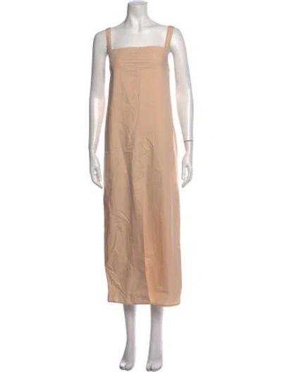 Pre-owned Loulou Studio Square Neckline Midi Length Dress In Neutrals