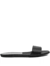 Loulou Studio 10mm Stella Satin Flat Slides In Black