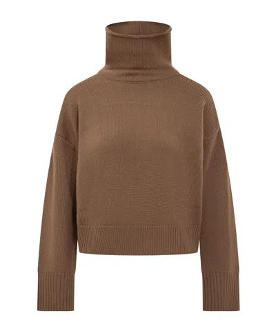 Loulou Studio Stintino Turtleneck Dropped-shoulder Jumper In Brown