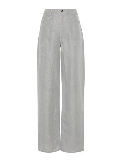 Loulou Studio Peran Slub Woven Straight-leg Pants In Grey