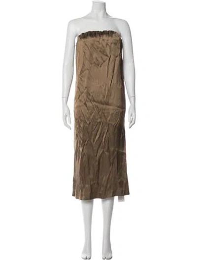 Pre-owned Loulou Studio Strapless Knee-length Dress In Green