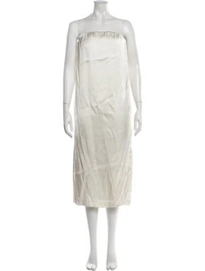Pre-owned Loulou Studio Strapless Midi Length Dress In Neutrals
