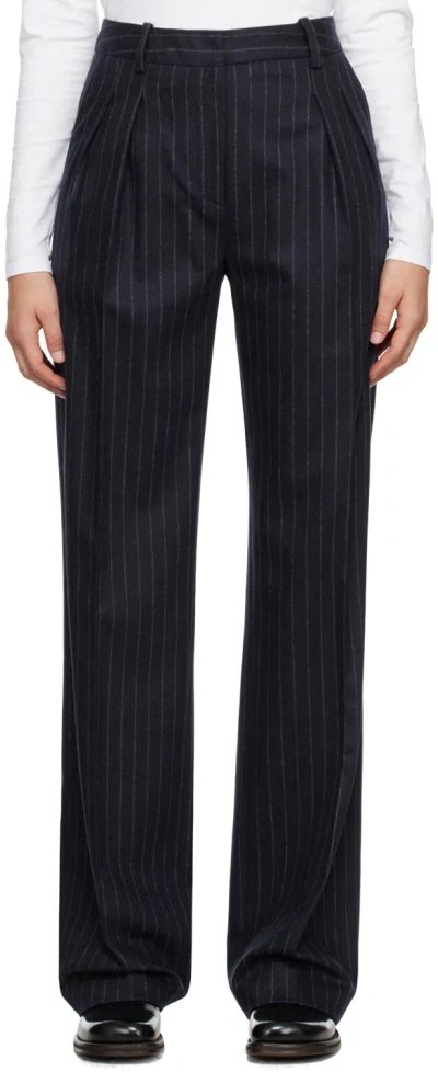 Loulou Studio Striped Casual Pants In Blue