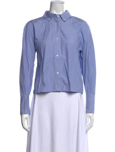 Pre-owned Loulou Studio Striped Long Sleeve Button-up Top In Blue