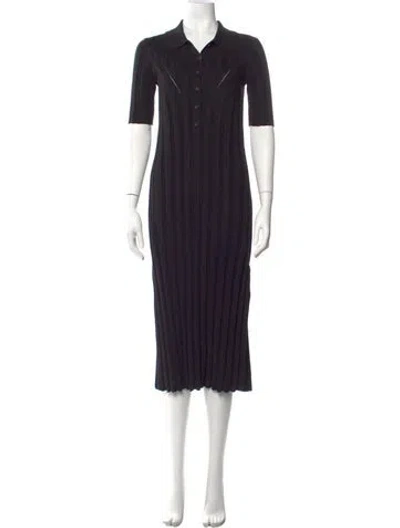 Pre-owned Loulou Studio Striped Midi Length Dress In Black