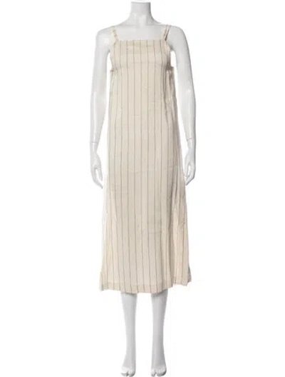 Pre-owned Loulou Studio Striped Midi Length Dress In Neutrals