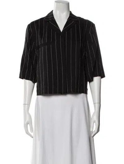 Pre-owned Loulou Studio Striped Short Sleeve Top In Black