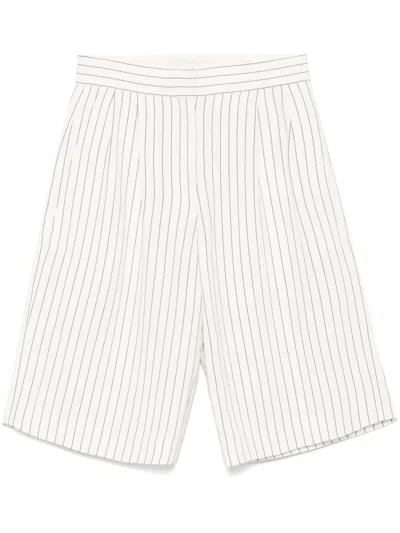 Loulou Studio Striped Shorts In Ivory Black Stripes