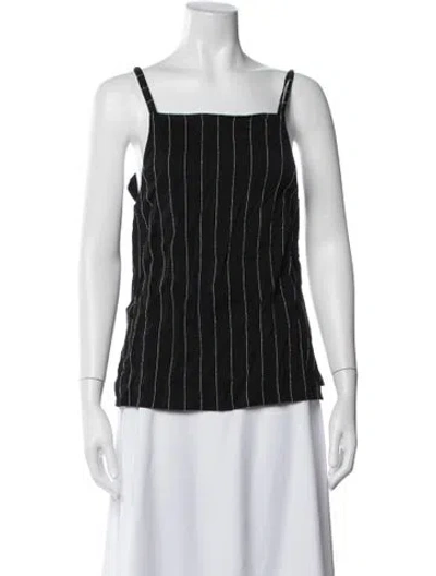 Pre-owned Loulou Studio Striped Square Neckline Top In Black