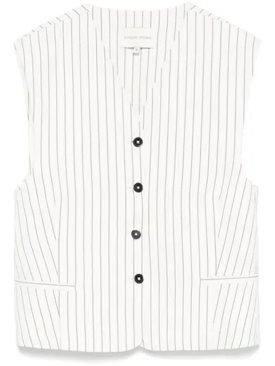 Loulou Studio Striped Waistcoat In White