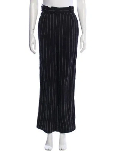 Pre-owned Loulou Studio Striped Wide Leg Pants In Black