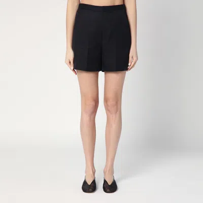 Loulou Studio Studio Black Shorts In Viscose And Linen
