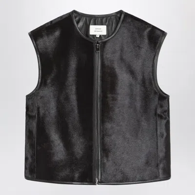 Loulou Studio Brown Ampas Vest In Pony Effect Leather In Black