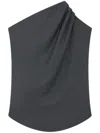 Loulou Studio Subtle Textured Virgin Wool Draped Design Shirt In Gray