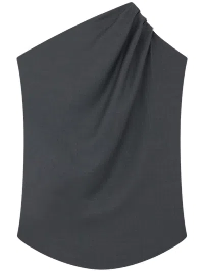 LOULOU STUDIO LOULOU STUDIO SUBTLE TEXTURED VIRGIN WOOL DRAPED DESIGN SHIRT