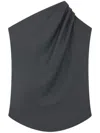 Loulou Studio Subtle Textured Virgin Wool Draped Design Shirt In Gray