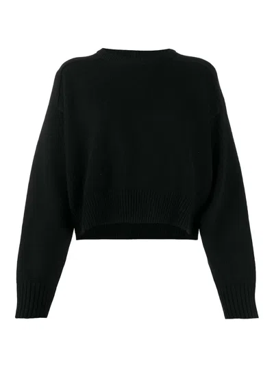 Loulou Studio Crew Neck Pullover In Black