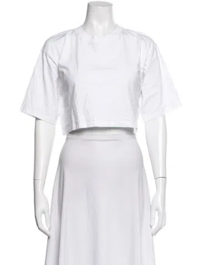Pre-owned Loulou Studio Supima Cotton Crew Neck Crop Top In White