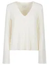 Loulou Studio Komo V-neck Cotton Sweater In Beige