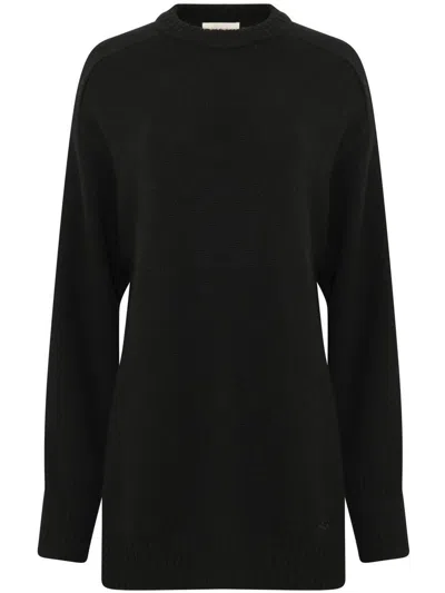 Loulou Studio Crew-neck Wool-blend Jumper In Black