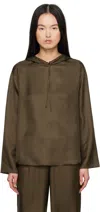 Loulou Studio Nuka Hooded Silk Blouse In Deep Taupe