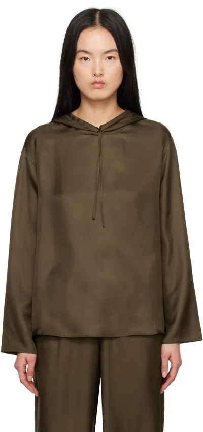 Loulou Studio Nuka Hooded Blouse Clothing In Brown