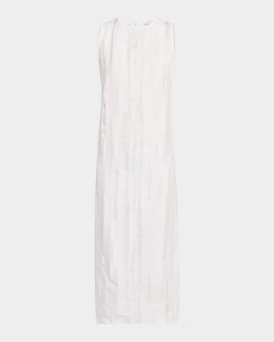 Loulou Studio Textured Cotton Sleeveless Midi Dress In Ivory