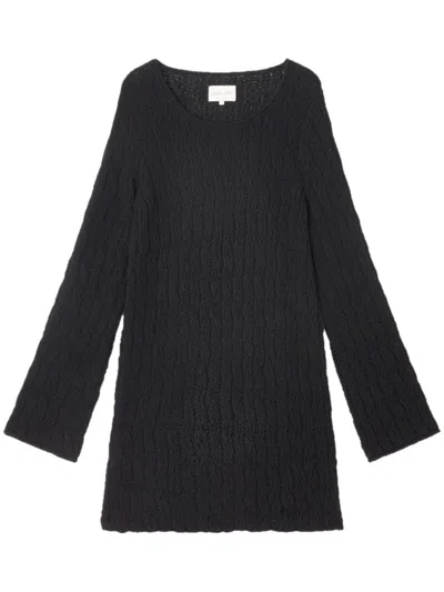 Loulou Studio Textured Knit Dress With Relaxed Fit In Black
