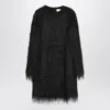 Loulou Studio Fringed Dress With Long Sleeves And Round Neckline In Black