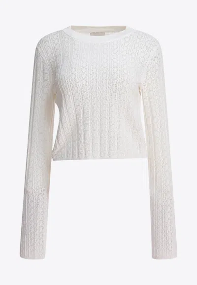 Loulou Studio Tinos Ribbed Knit Cropped Sweater In White