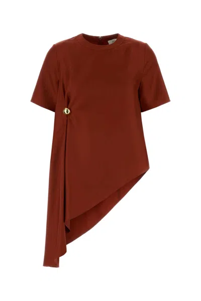 Loulou Studio Tiziano Red Silk Madea T-shirt In Brown