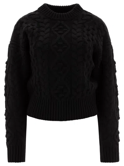 Loulou Studio "eustace" Crew Neck Cable Knit Sweater In Black