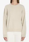 Loulou Studio Crew Neck Knit Sweater With Dropped Shoulders In Sand