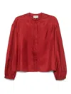 Loulou Studio Crewneck Silk Blouse In Red
