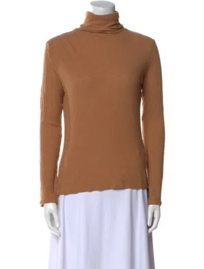 Pre-owned Loulou Studio Turtleneck Long Sleeve Top In Brown