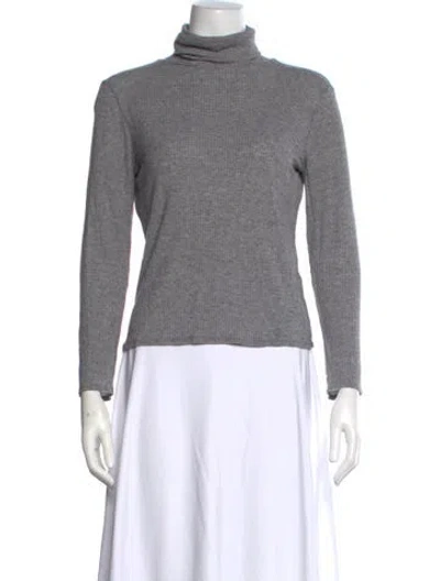 Pre-owned Loulou Studio Turtleneck Long Sleeve Top In Gray